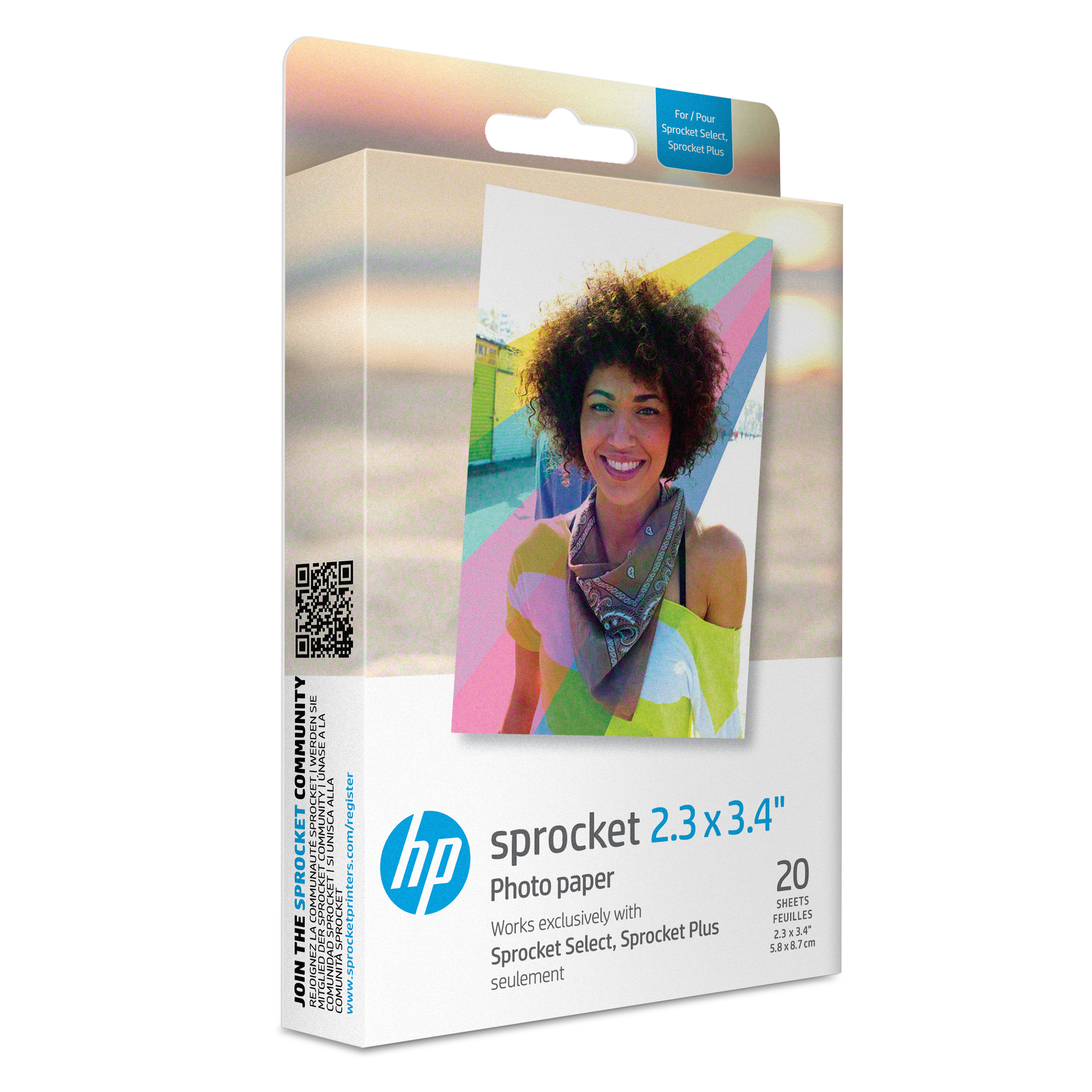 HP Sprocket 2.3” x 3.4” Premium Zink Sticky-Back Photo Paper (20 Sheets)