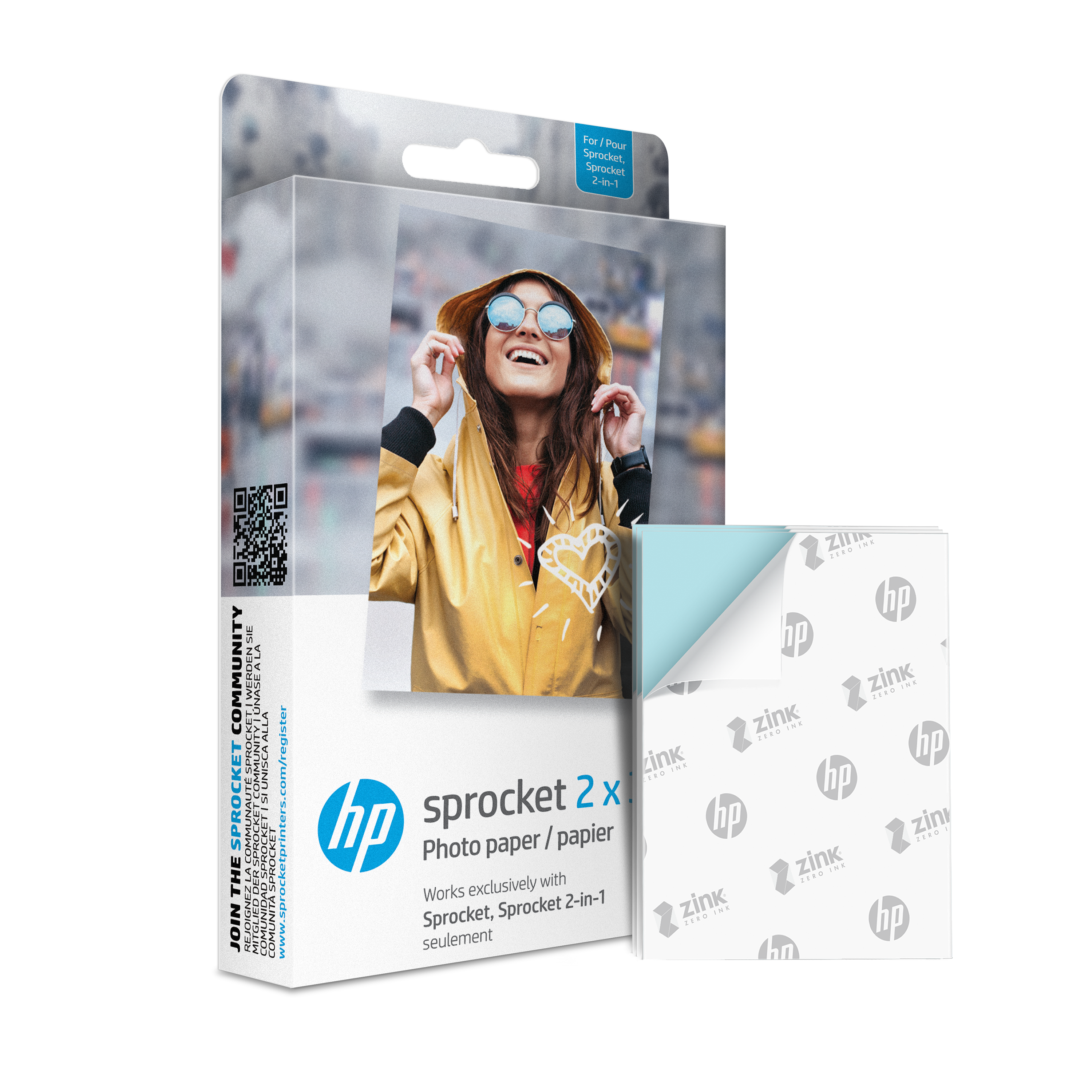 HP Sprocket 2” x 3” Premium Zink Sticky-Back Photo Paper (50 Sheets)