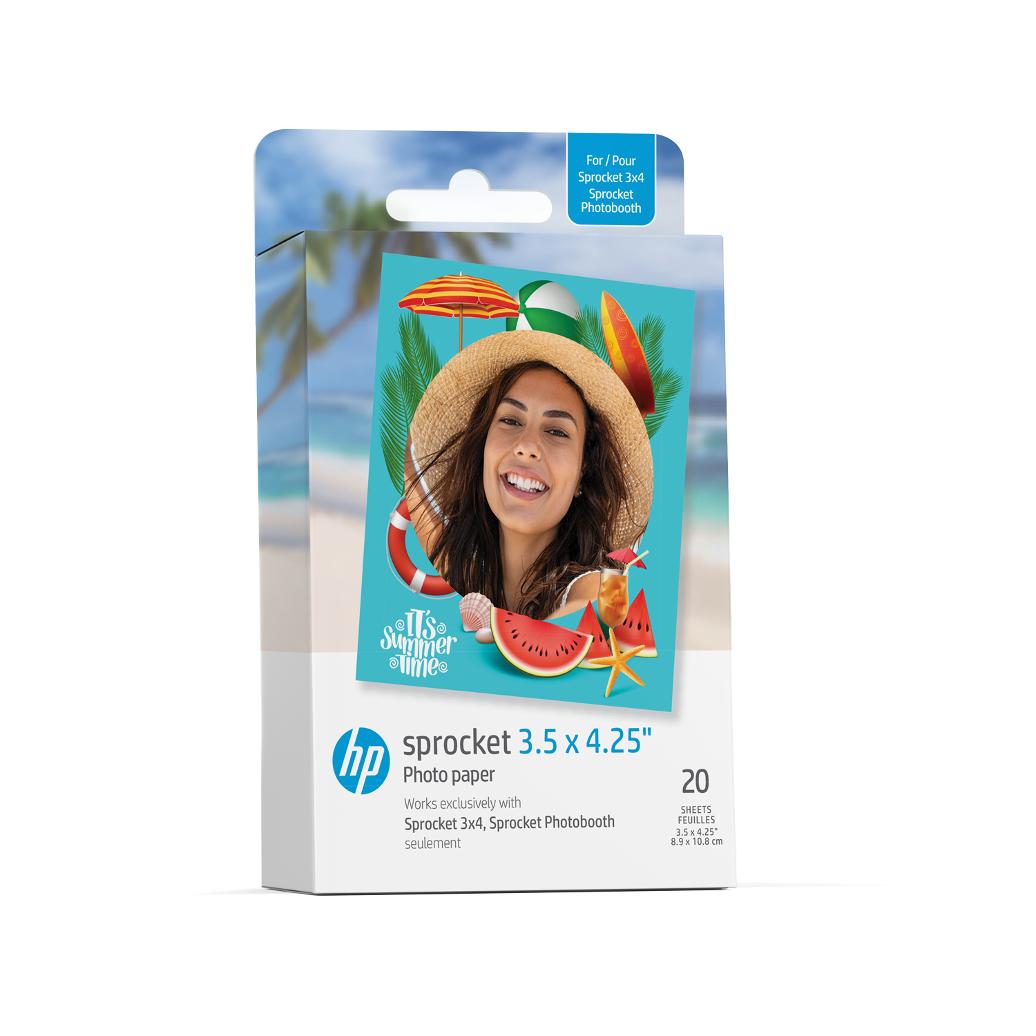 HP Sprocket 3.5 x 4.25” Zink Sticky-backed Photo Paper (20 Pack)  Compatible with HP Sprocket 3x4 Photobooth and Photo Printer