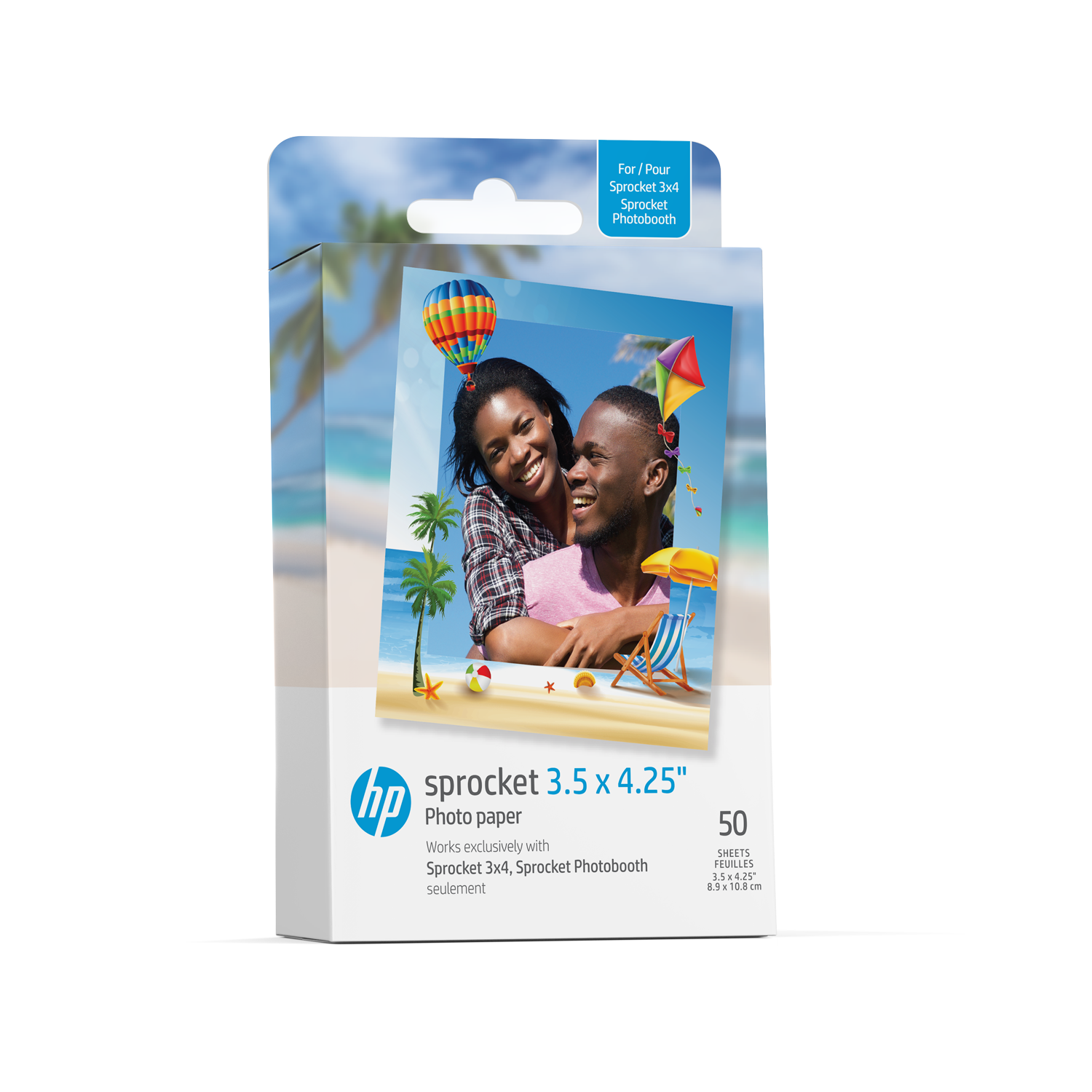 HP Sprocket 3.5 x 4.25” Zink Sticky-backed Photo Paper (50 Pack) Compatible with HP Sprocket 3x4 Photobooth and Photo Printer