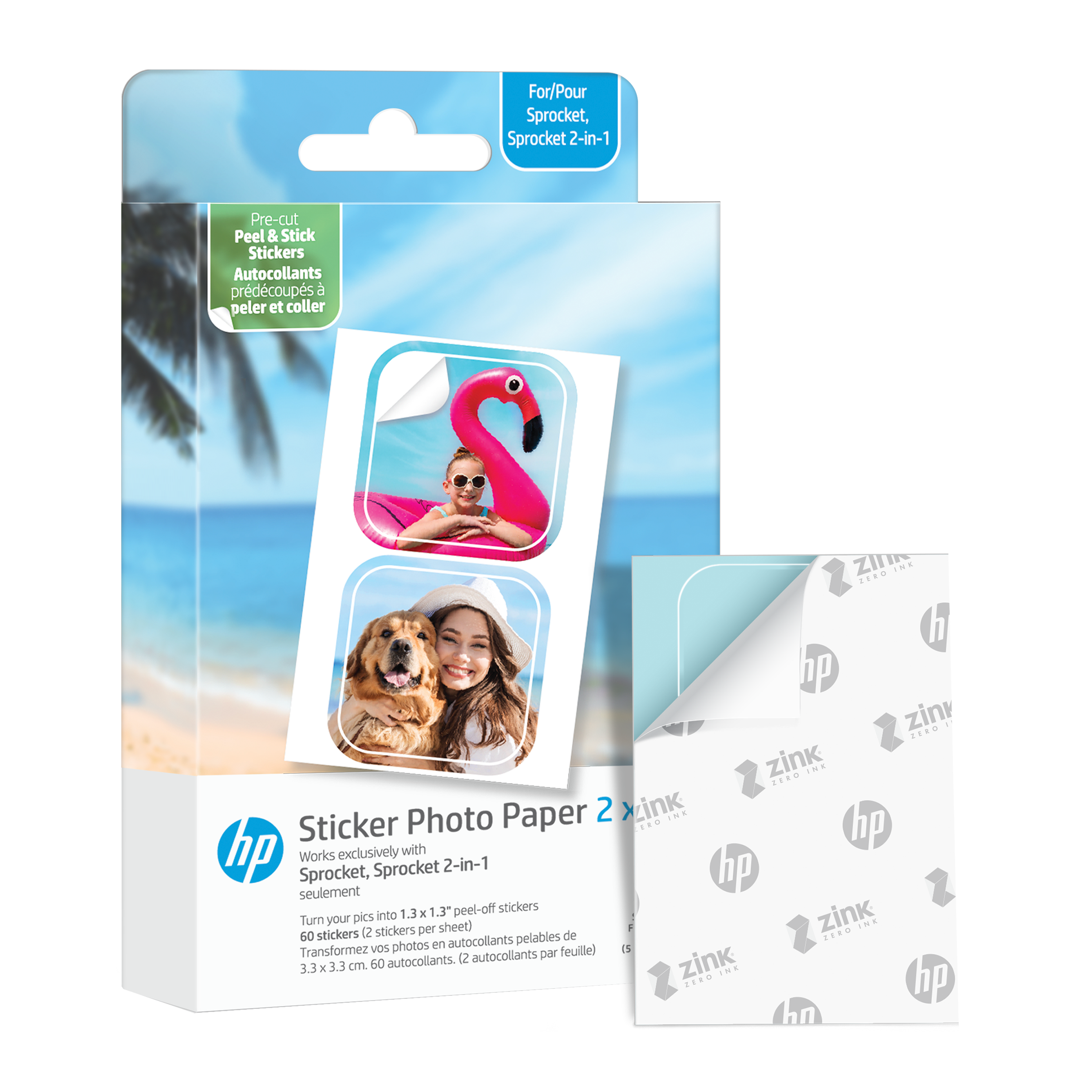 HP Sprocket 2x3” Premium Zink Pre-Cut Sticker Photo Paper, 30 Sheets, Compatible with HP Sprocket Photo Printers hpsprocket