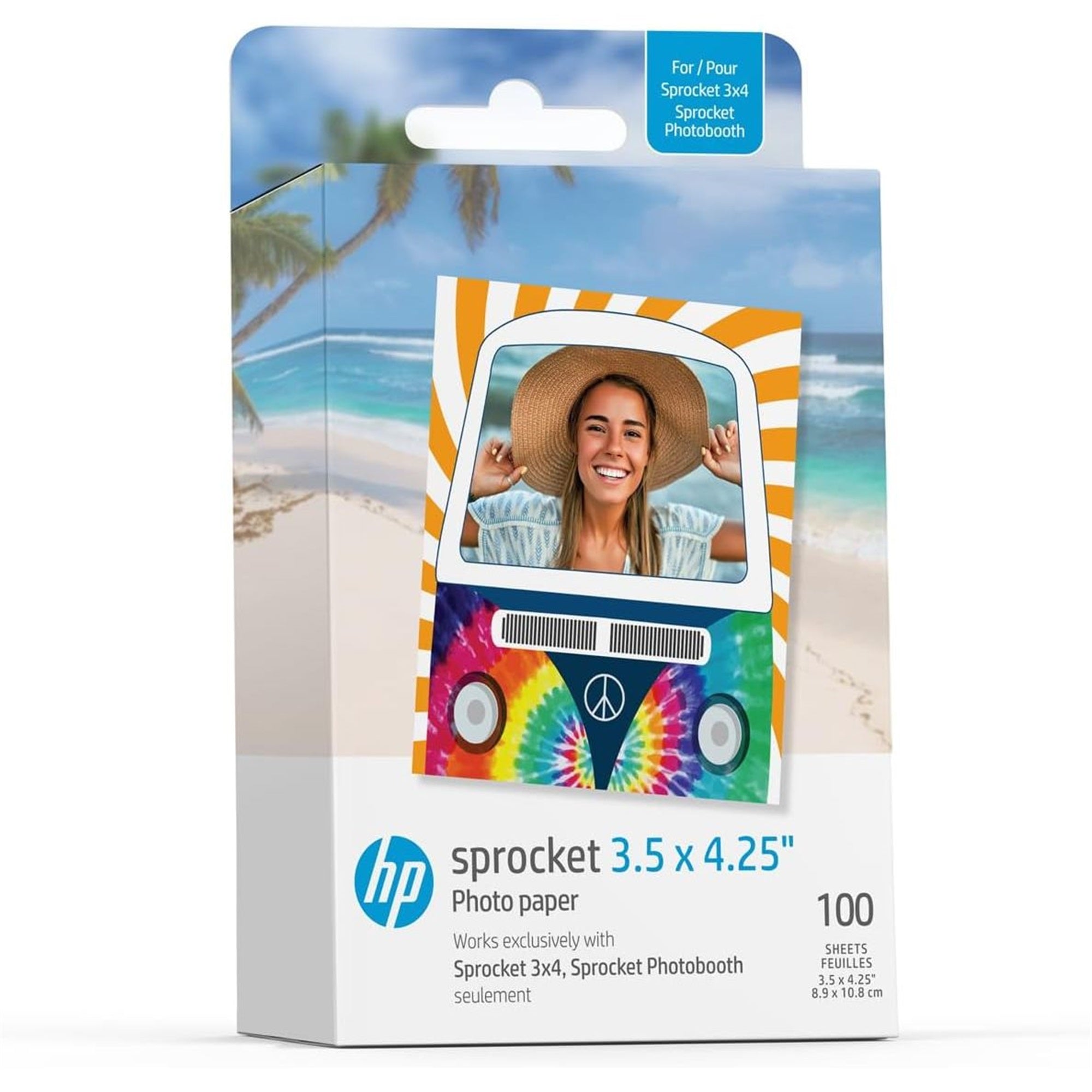 HP Sprocket Photobooth 3x4 Photo Printer (White) Bundle with Zink Paper (100 Sheets) & Carrying Case