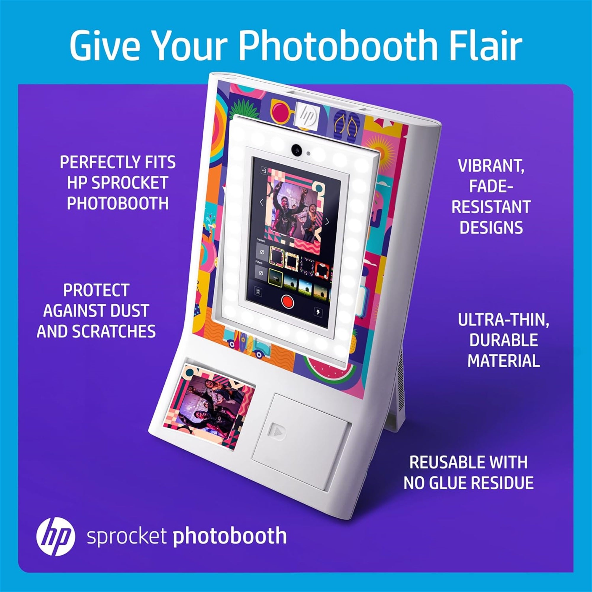 HP Decorative Stickers Frames, Custom Adhesive Frame Stickers Only for the HP Sprocket Photobooth