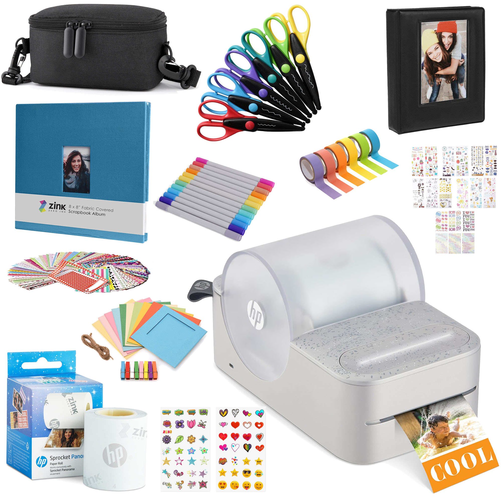 HP Sprocket Panorama Instant Portable Color Label & Photo Printer (Grey) Craft Bundle Sprocket Printers CA