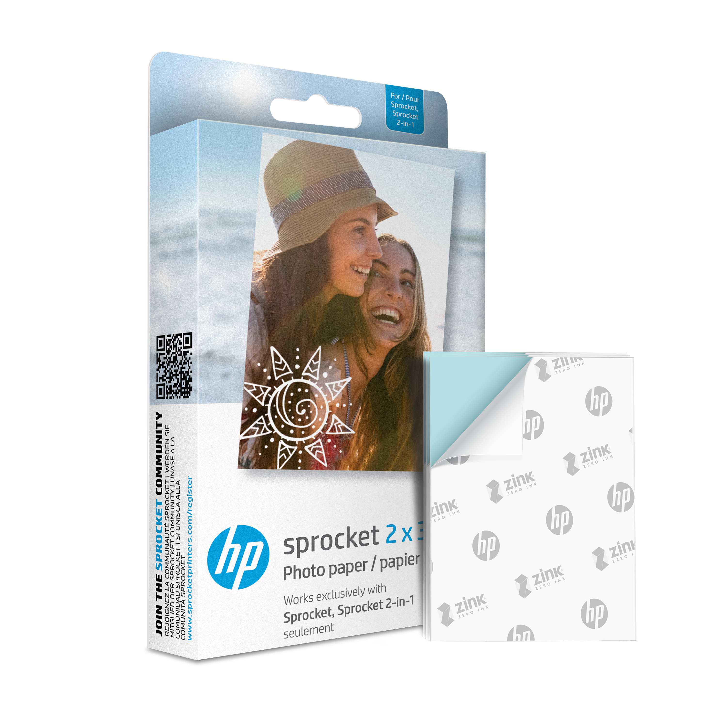 HP Sprocket 2” x 3” Premium Zink Sticky-Back Photo Paper (20 Sheets)