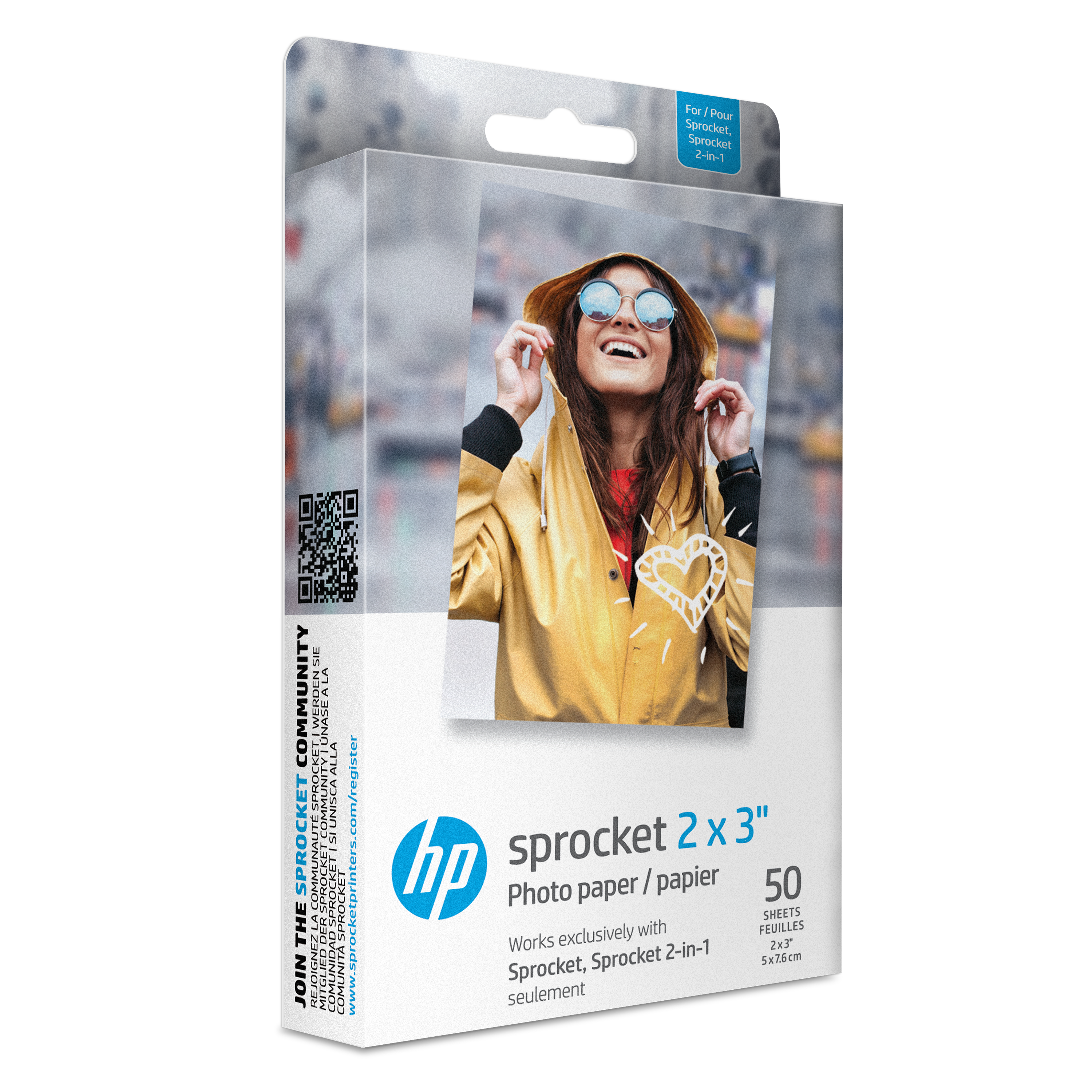 HP Sprocket 2” x 3” Premium Zink Sticky-Back Photo Paper (50 Sheets)