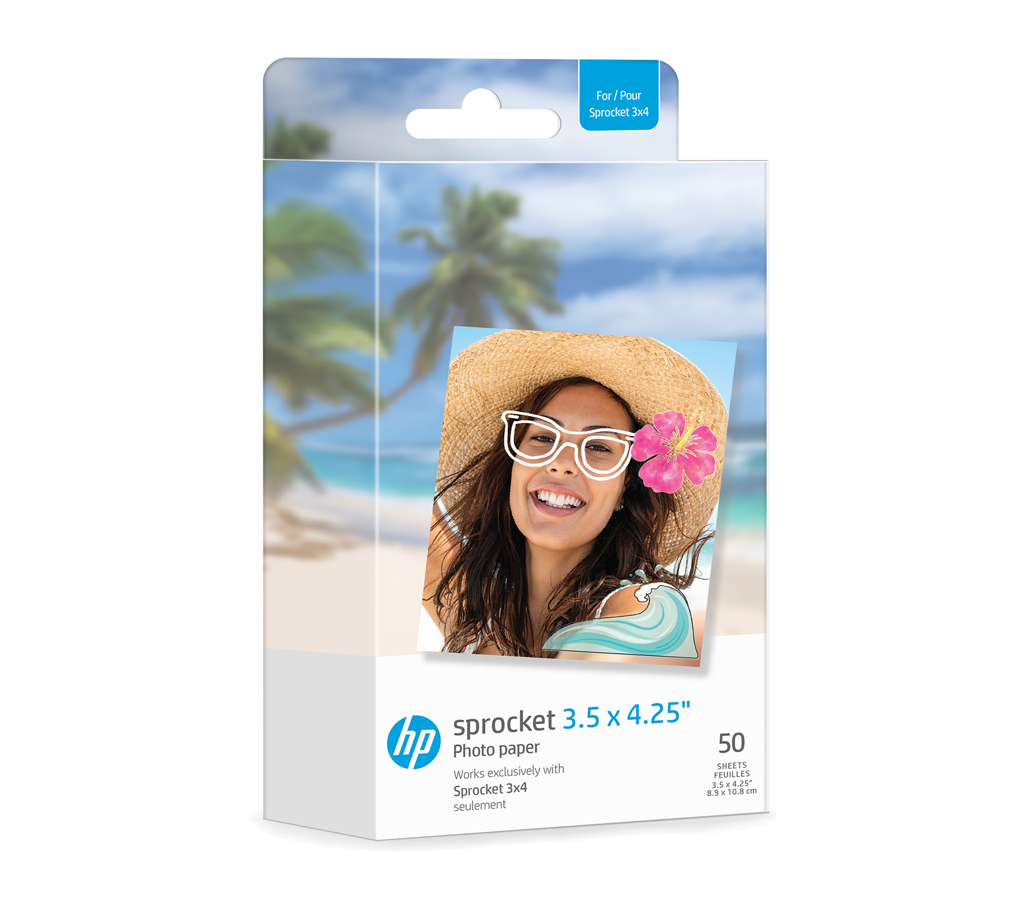 HP Sprocket 3.5 x 4.25 Zink Sticky-backed Photo Paper (50 Pack) Compatible with HP Sprocket 3x4 Photo Printer Sprocket Printers