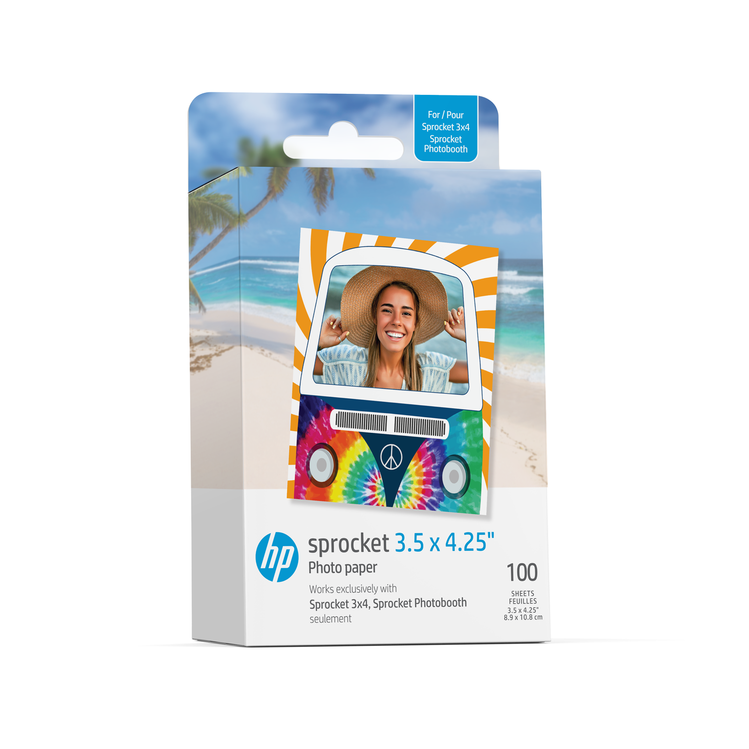 HP Sprocket 3.5 x 4.25” Zink Sticky-Backed Photo Paper (100 Pack) Compatible with HP Sprocket 3x4 Photobooth and Photo Printer