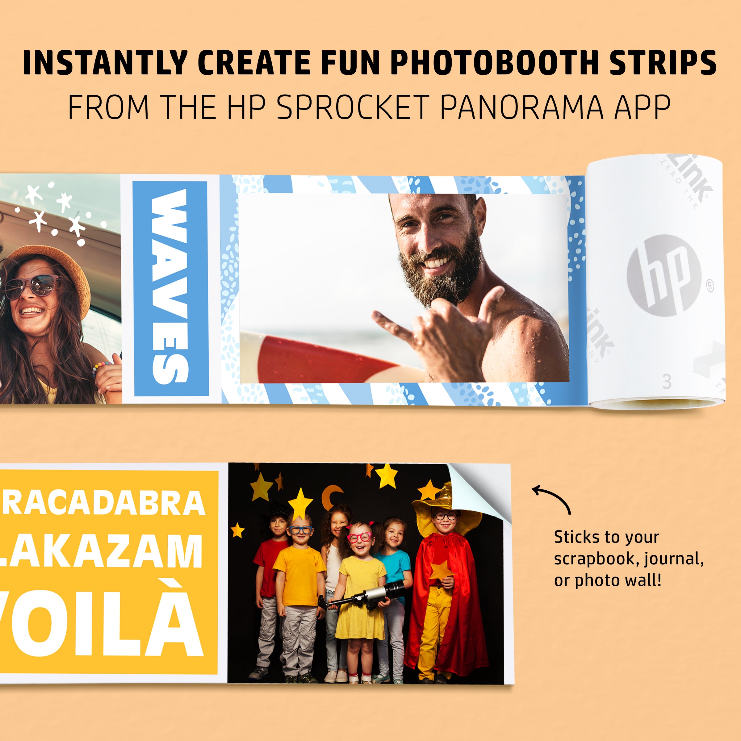 HP Sprocket Panorama Instant Portable Color Label & Photo Printer (Pink) Personalize Prints 2” x .5”- 9” on Zink Sticky-Backed Paper -Create Fun Photobooth Strips, Labels & Custom Designs in the App Sprocket Printers CA