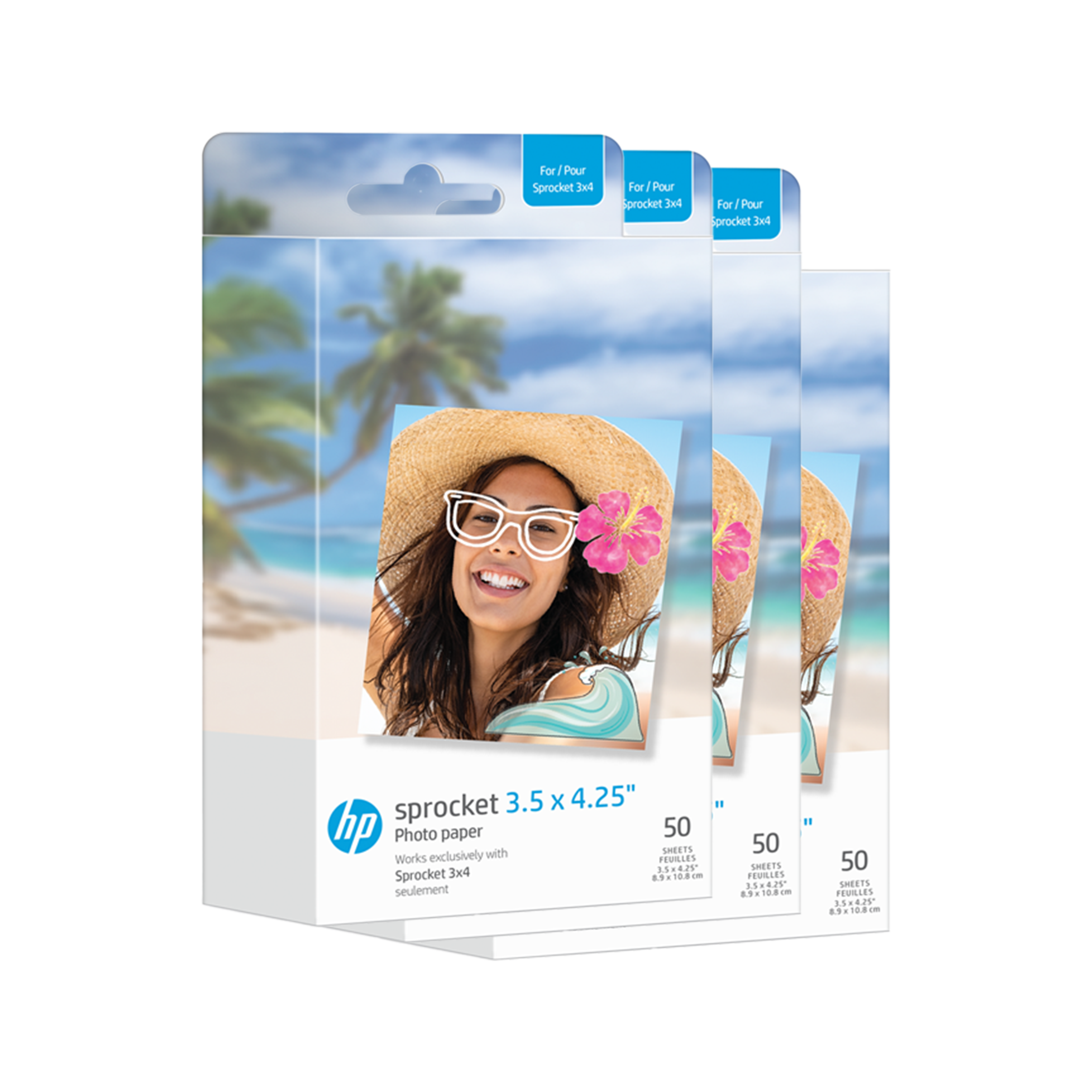 HP Sprocket 3.5 x 4.25” Zink Sticky-Backed Photo Paper (150 Pack) Compatible with HP Sprocket 3x4 Printer Sprocket Printers CA