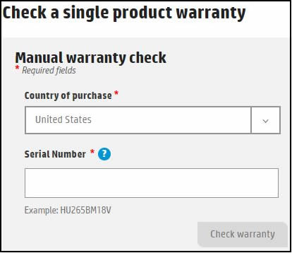 Check product warranty with the Identify now selected